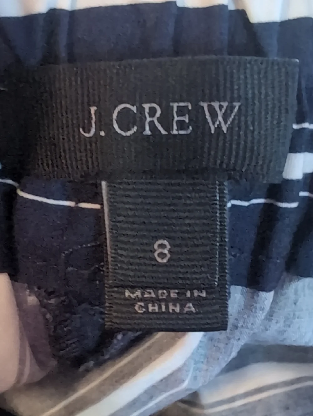 J Crew Striped Navy/White Poplin Tie-Waist Cropped Wide-Leg Pants Size 8